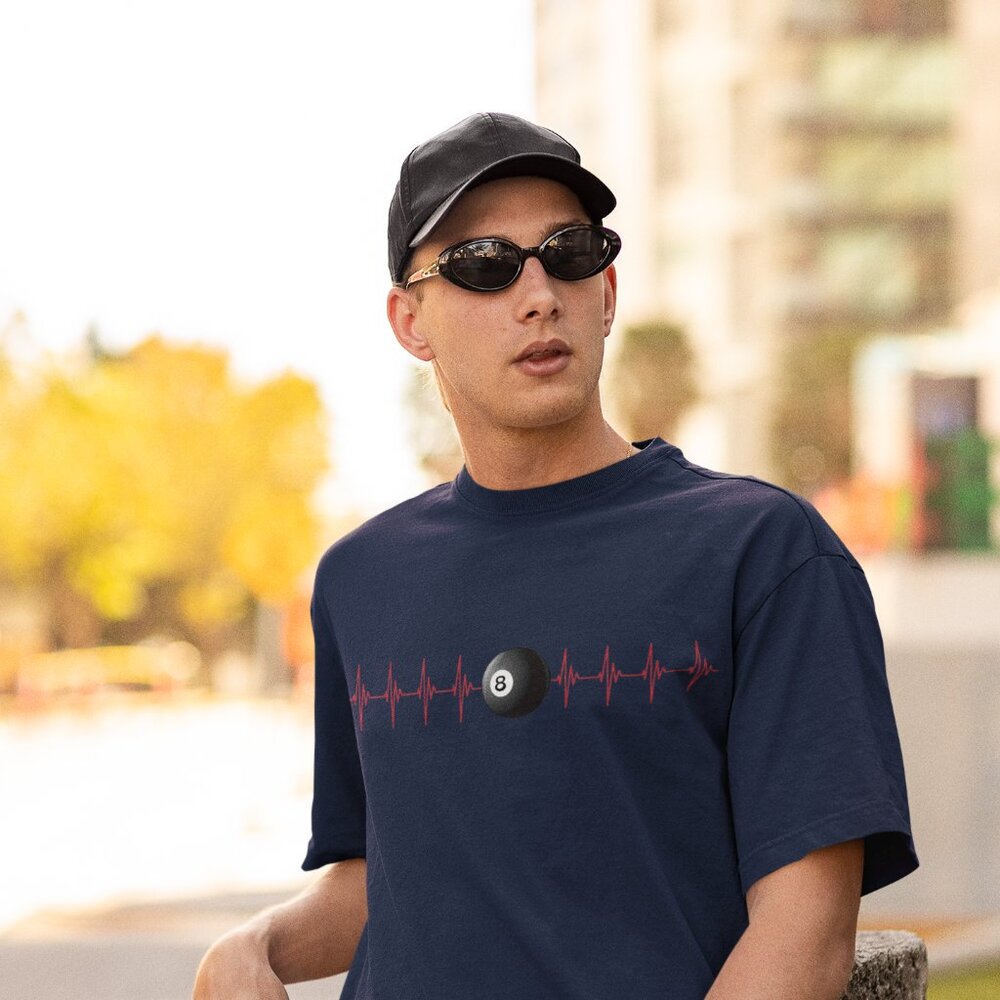 Heartbeat 8 Ball Pool T-Shirt | Billiards Graphic Tee | Unisex